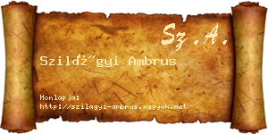 Szilágyi Ambrus névjegykártya